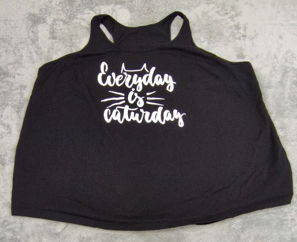 HDE Women's Tank Top Black Catlover Size 2X 100% Cotton